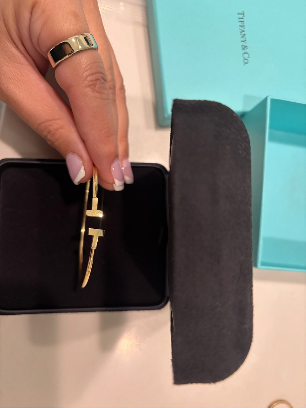 Tiffany & Co. Yellow Gold T Wire Cuff Bracelet (Medium) 18k Yellow Gold - Picture 3 of 9
